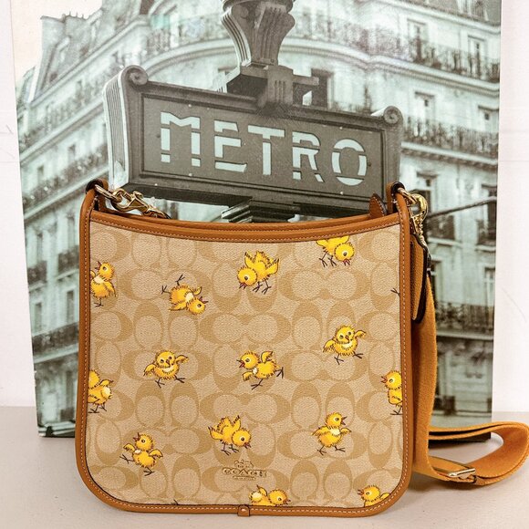 Coach Handbags - Coach CC428 Dempsey File Bag In Signature Canvas With Tossed Chick Print